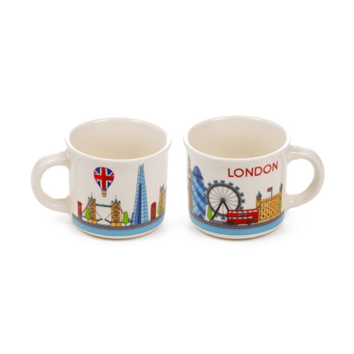 Set of 2 Porcelain Espresso Cups - London Icons London Skyline