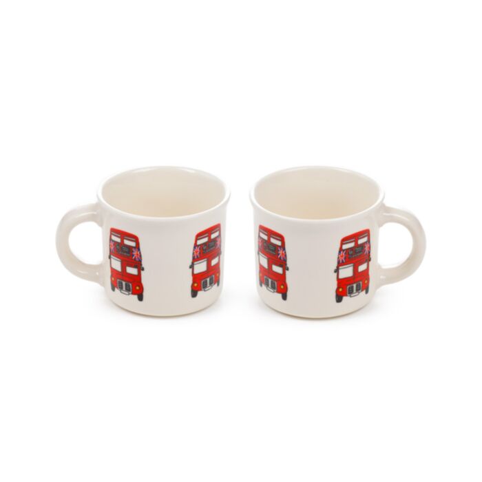 Set of 2 Porcelain Espresso Cups - London Souvenir Red Bus