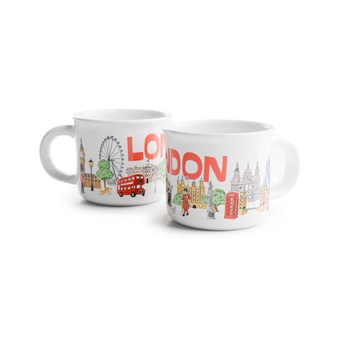 Set of 2 Porcelain Espresso Cups - London Souvenir London Landmarks