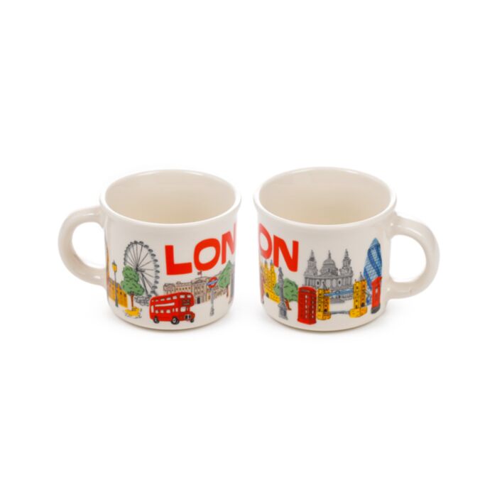 Set of 2 Porcelain Espresso Cups - London Souvenir London Landmarks