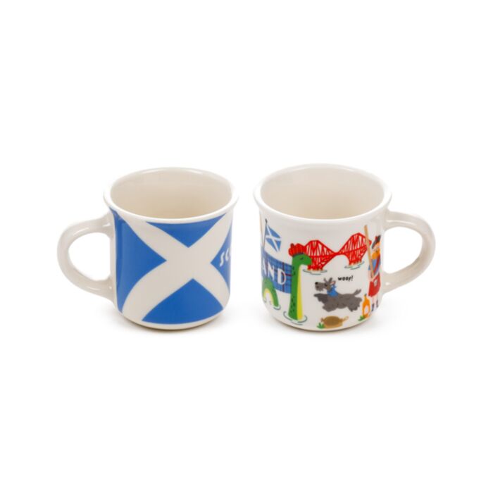 Set of 2 Porcelain Espresso Cups 75ml - Scotland Souvenir