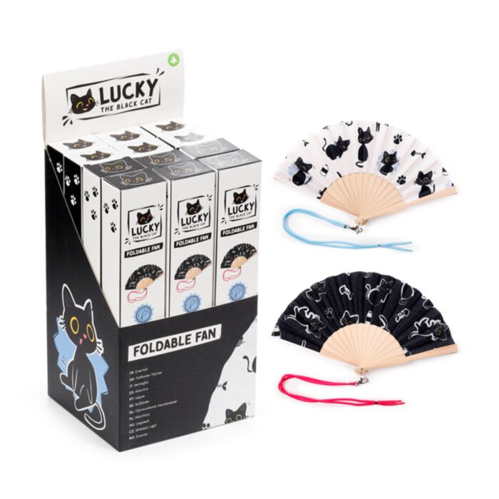 Folding Hand Fan - Lucky the Black Cat