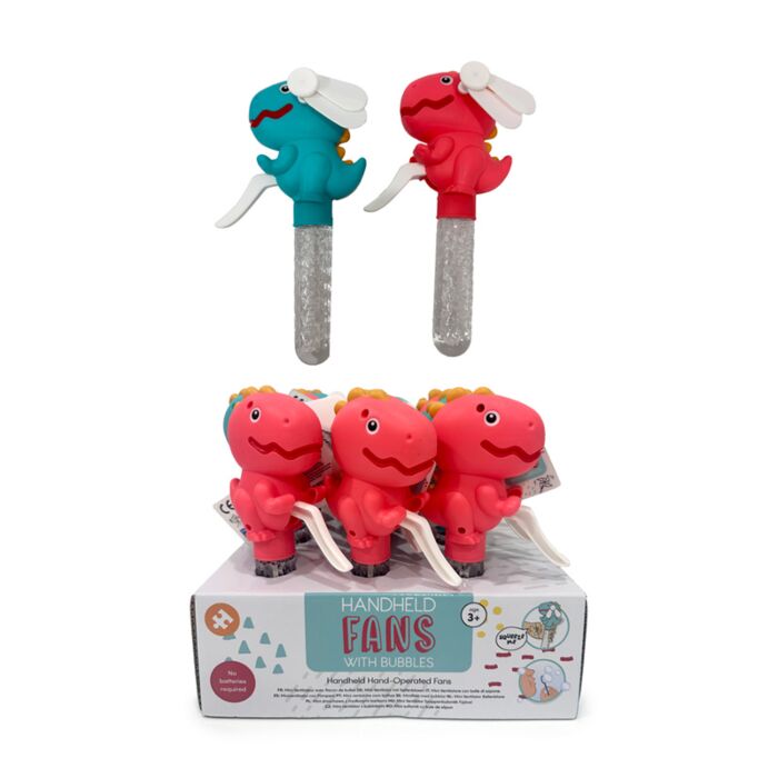 Hand Operated Bubble Hand Fan - Dinosaur