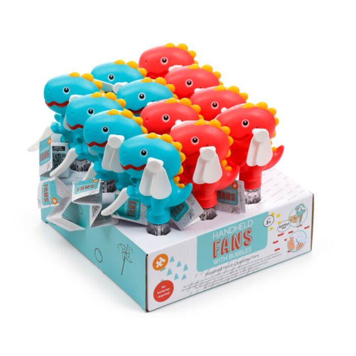Hand Operated Bubble Hand Fan - Dinosaur