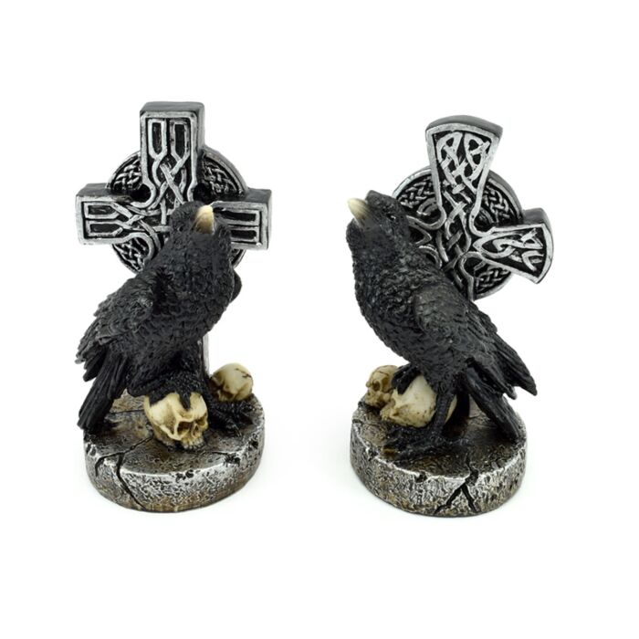 Decorative Ornament - Raven with Celtic Cross & Skulls