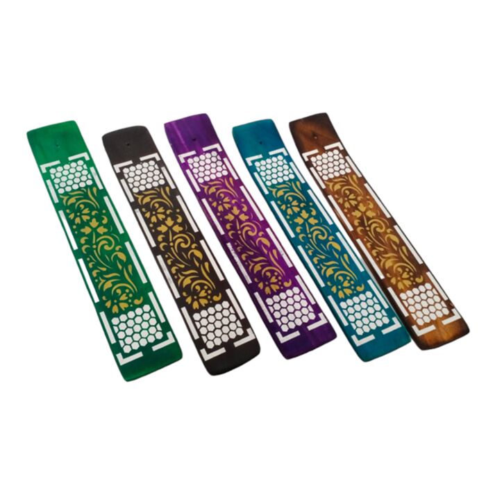 Mango Wood Ashcatcher Incense Stick Burner - Honeycomb Pattern
