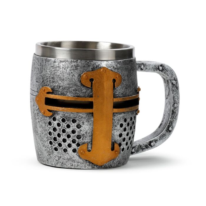 Decorative Tankard - Medieval Knight Silver & Gold Helmet