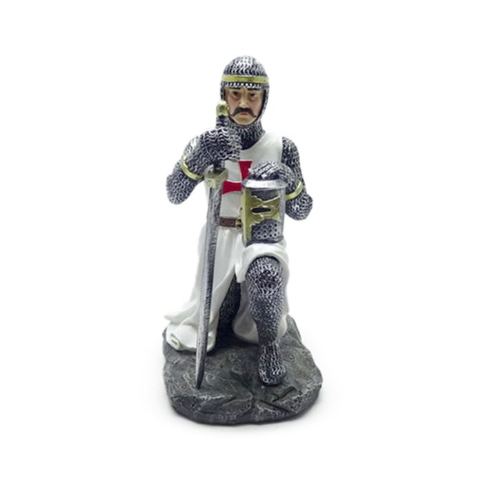 Fantasy Knight Ornament - Kneeling with Sword & Helmet