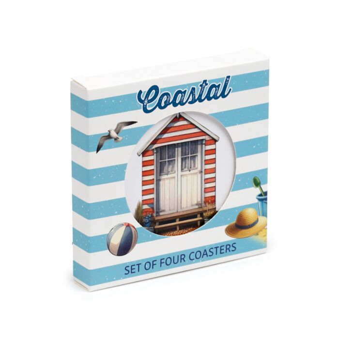 Set of 4 Cork Novelty Coasters - Coastal