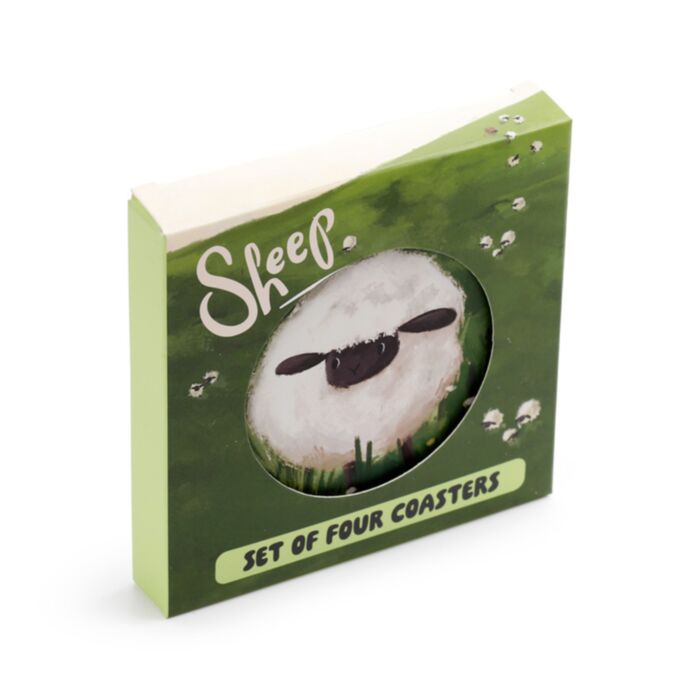Set of 4 Cork Novelty Coasters - Sheep
