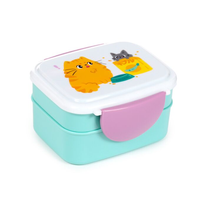 Bento Clip Lock Lunch Box with Cutlery - Beans & Co Cats