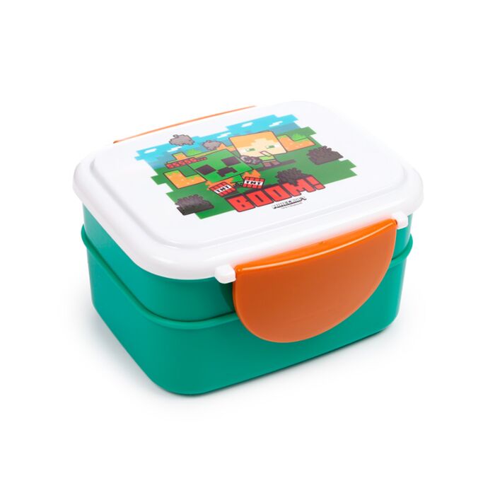 Bento Clip Lock Lunch Box with Cutlery - Minecraft Chibi