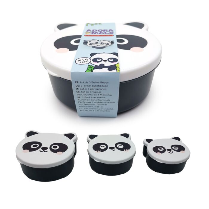 Shaped Lunch Boxes Set of 3 - Adoramals Panda