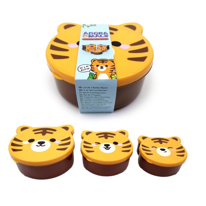 Shaped Lunch Boxes Set of 3 - Adoramals Tiger