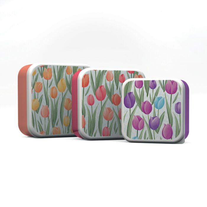 Lunch Boxes Set of 3 (S/M/L) - Tulips