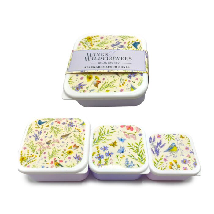 Lunch Boxes Set of 3 (S/M/L) - Jan Pashley Wings & Wildflower