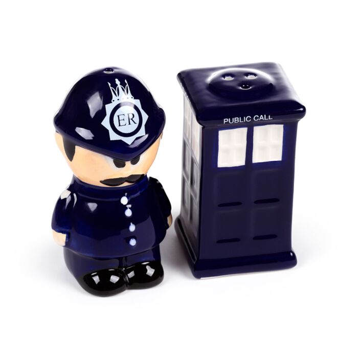 Ceramic Salt & Pepper Set - Police Box & Policeman (Design 2)