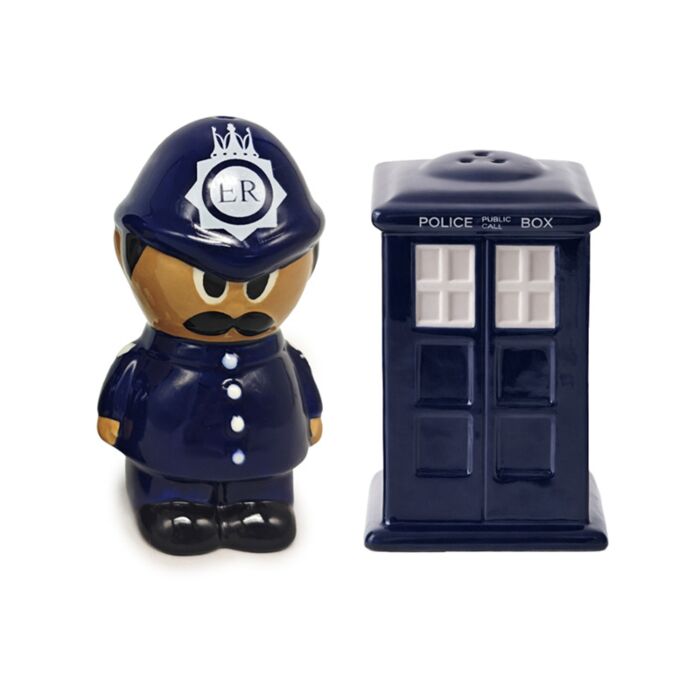 Ceramic Salt & Pepper Set - Police Box & Policeman (Design 1)