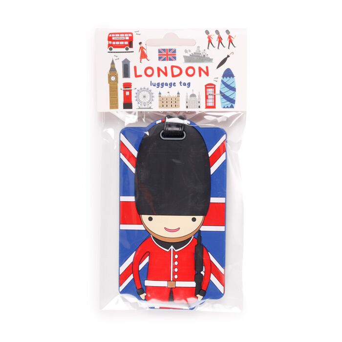 PVC Luggage Tag - London Souvenir Union Jack London Guardsman