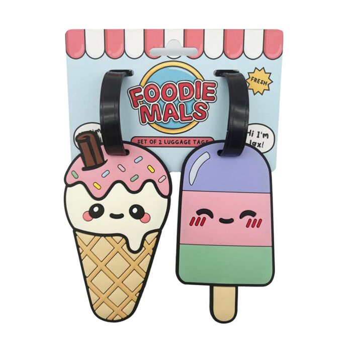 PVC Luggage Tag Set of 2 - Foodiemals Ice Cream & Ice Lolly