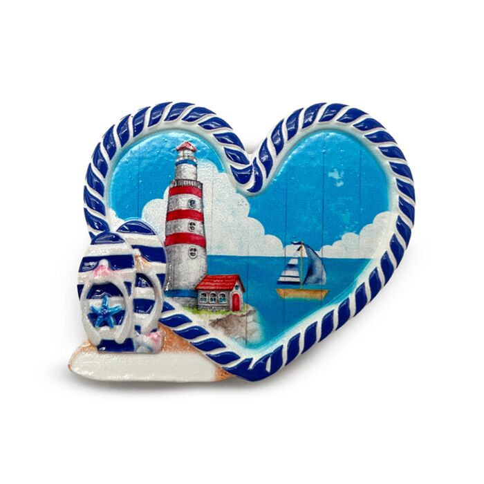 Souvenir Magnet - Heart Shaped Lighthouse & Boat