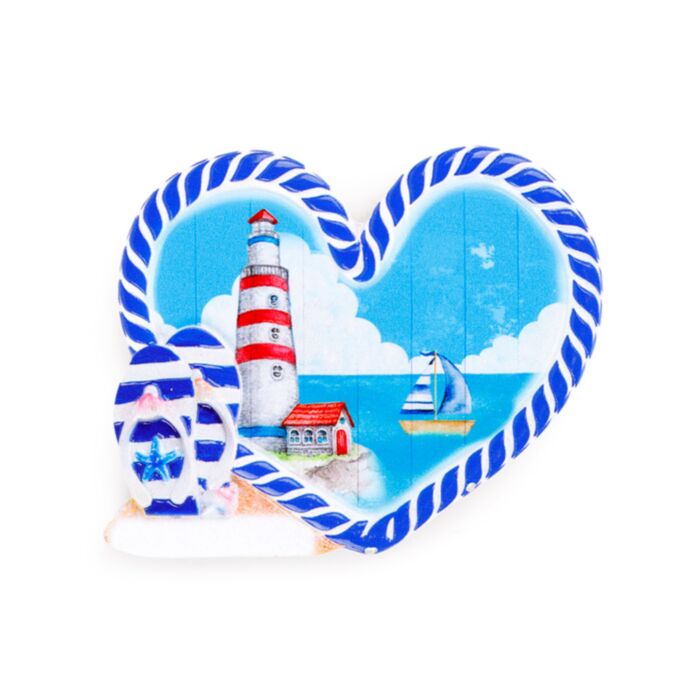 Souvenir Magnet - Heart Shaped Lighthouse & Boat