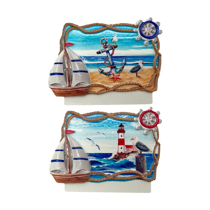 Souvenir Magnet - Rope Frame Shaped Anchor & Lighthouse