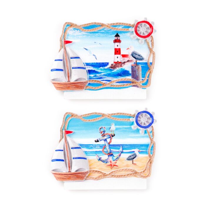 Souvenir Magnet - Rope Frame Shaped Anchor & Lighthouse
