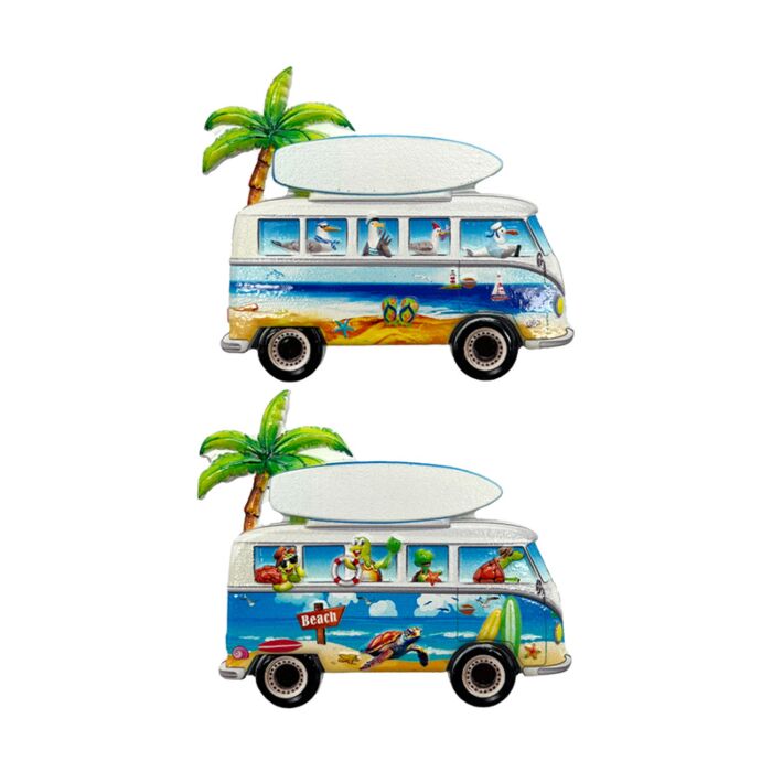 Souvenir Magnet - Beach Van Shaped with Turtles & Seagulls