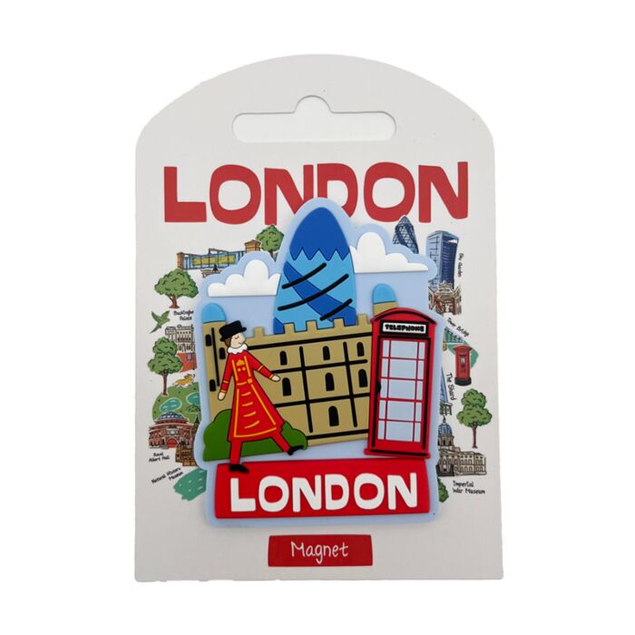 PVC Magnet - Beefeater & Red Telephone Box London Souvenir