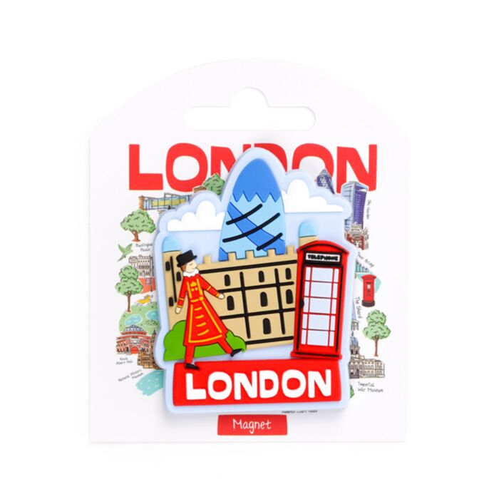 PVC Magnet - Beefeater & Red Telephone Box London Souvenir