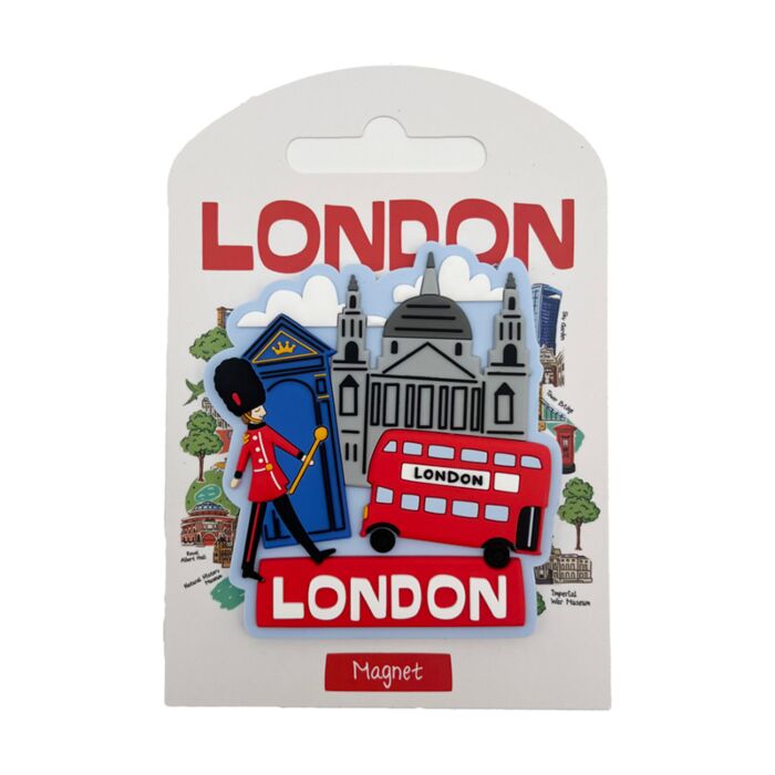 PVC Magnet - Guardsman & Red Bus London Souvenir