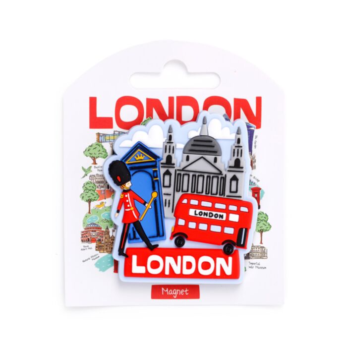 PVC Magnet - Guardsman & Red Bus London Souvenir