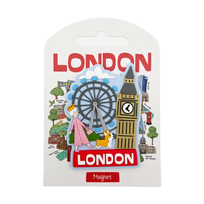 PVC Magnet - Queen, Corgi & Big Ben London Souvenir