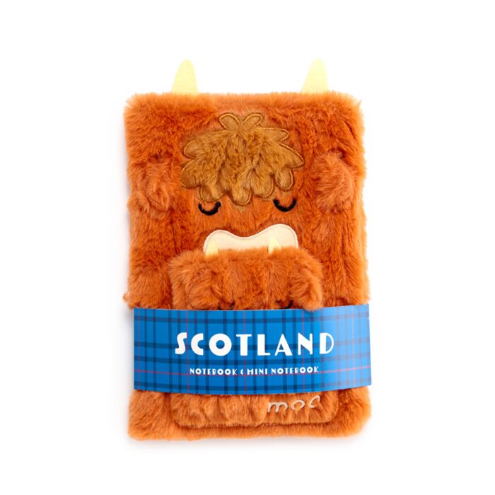 Plush A5 Notebook with Pouch & Mini Notebook - Highland Coo