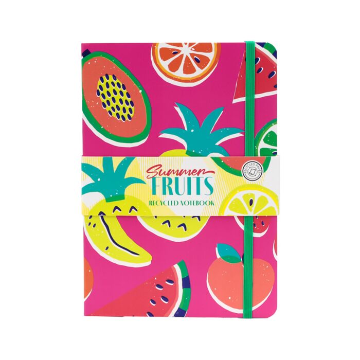 Recycled Paper A5 Lined Notebook with Elastic - Summer Fruits