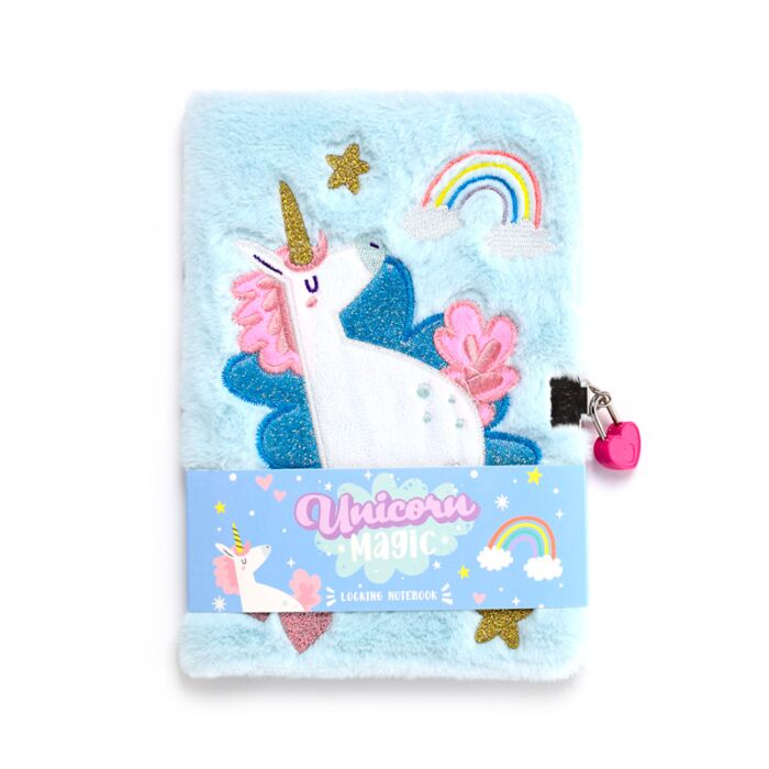 Plush A5 Notebook with Padlock - Unicorn Magic