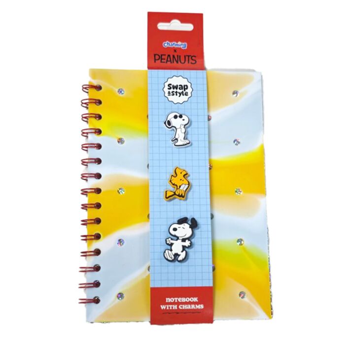 Silicone Charms A5 Lined Notebook - Peanuts Snoopy & Woodstock