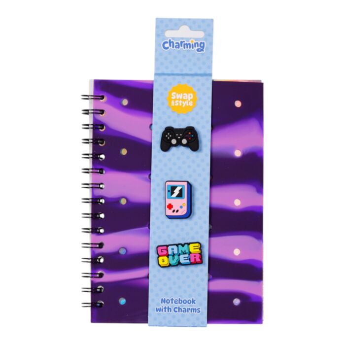 Silicone Charms A5 Lined Notebook - Game Over