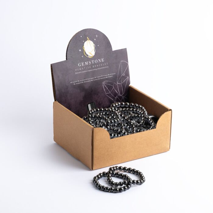 Gemstone Bracelet - Round Beads Hematite