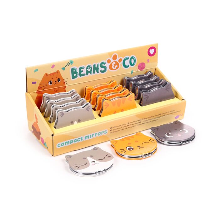 Leatherette Compact Mirror - Beans & Co Cats