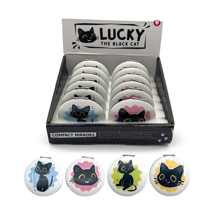 Compact Mirror - Lucky the Black Cat