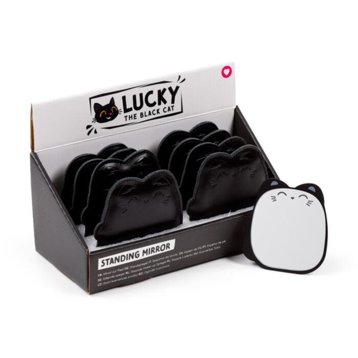 Free Standing Mini Compact Mirror - Lucky the Black Cat
