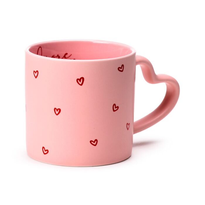 Porcelain Shaped Handle Mug - Amore Heart