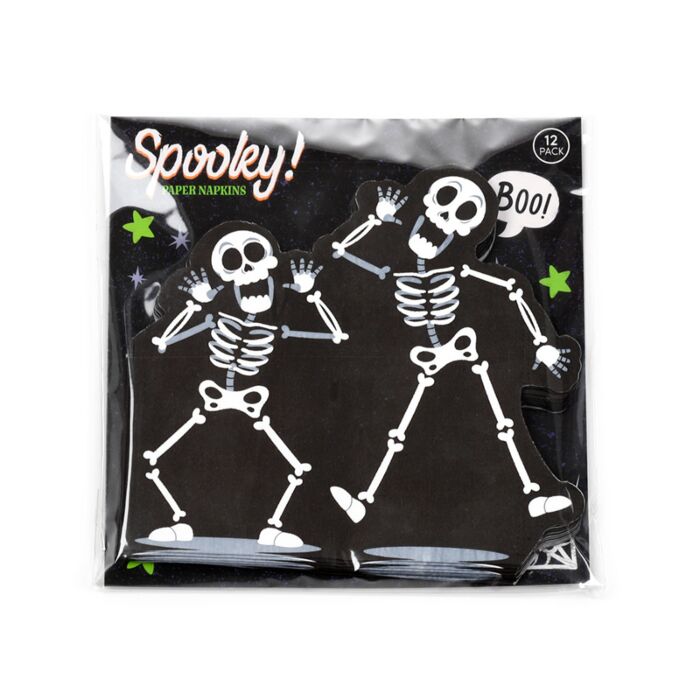 Pack of 12 Napkins - Halloween Skeleton