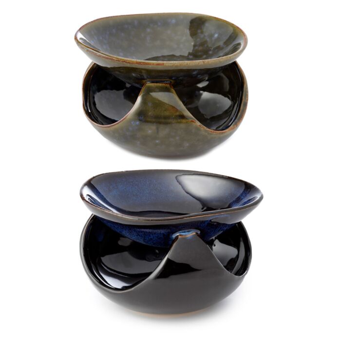 Abstract Design Squat Mottled Glaze Ceramic Oil Burner