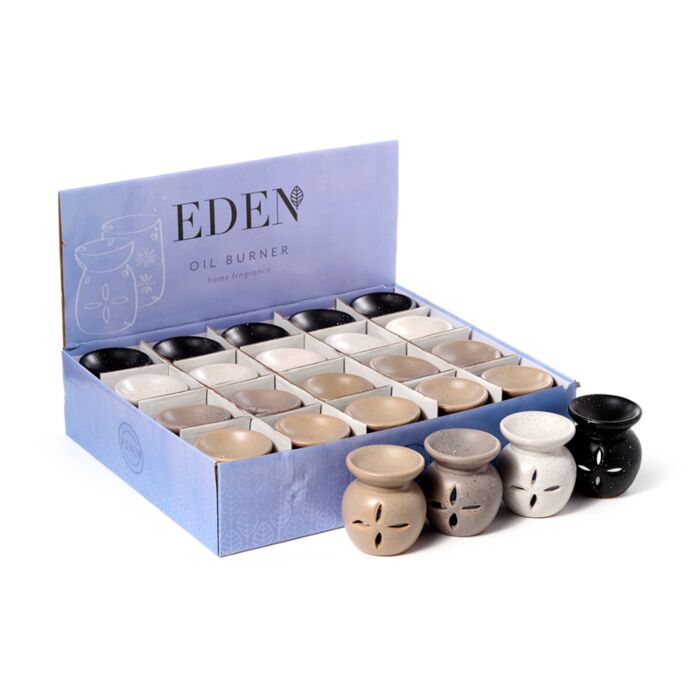 Ceramic Small Oil Burner - Eden Stone Effect Flower Cutout