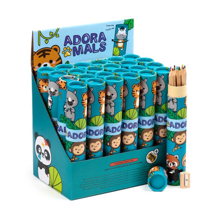 Large Colouring Pencil Tube & Sharpener - Adoramals Wild