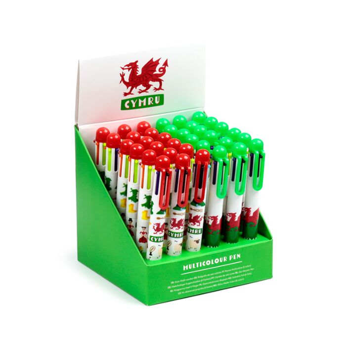 Multi Colour Pen (6 Colours) - Welsh Dragon