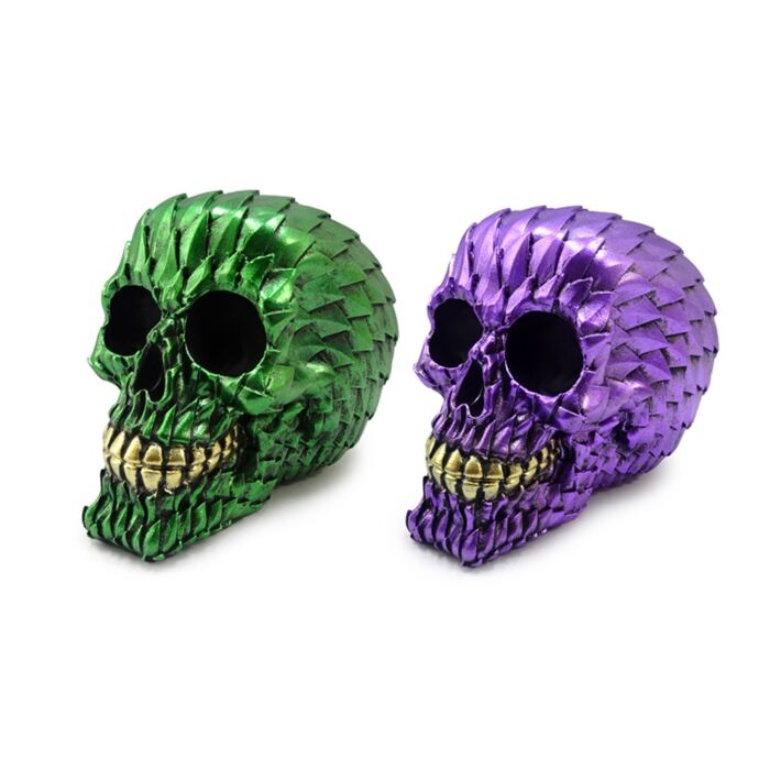 Decorative Ornament - Skull with Metallic Dragon Scales